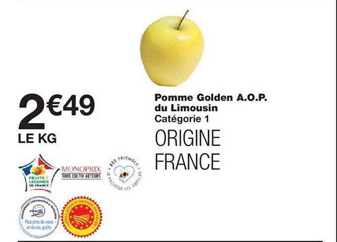 pomme golden a.o.p. du limousin