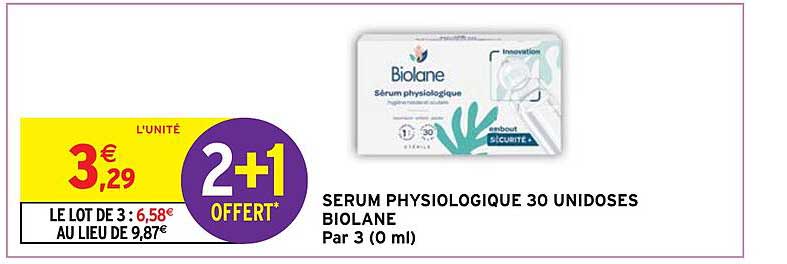 sérum physiologique 30 unidoses biolane par 3 (0ml)