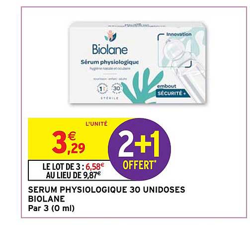 sérum physiologique 30 unidoses biolane par 3 (0ml)