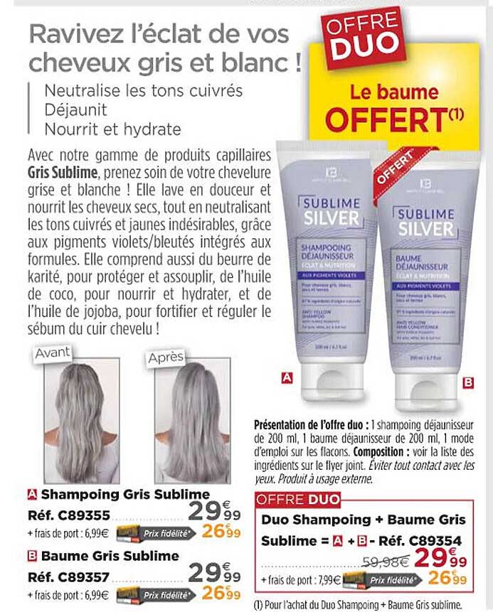 shampoing gris soblime, baume gris sublime