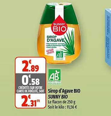 sirop d'agave bio sunny bio