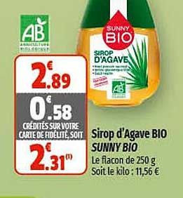 sirop d'agave bio sunny bio