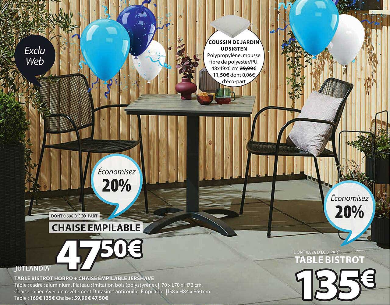 Table Bistrot Hobro + Chaise Empilable Jershave Jutlandia
