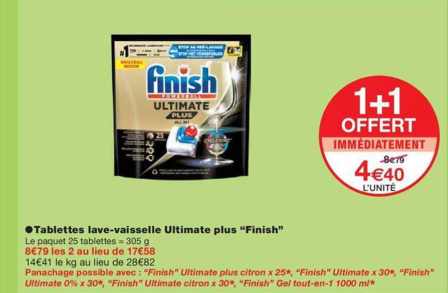 tablettes lave-vaisselle ultimate plus "finish"