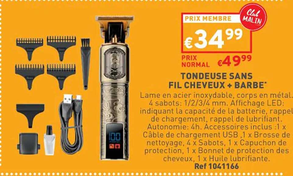 Tondeuse Sans Fil Cheveux + Barbe