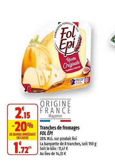 tranches de fromages fol épi