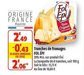tranches de fromages fol épi