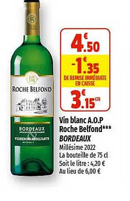vin blanc  a.o.p. roche belfond bordeaux