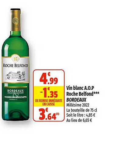 vin blanc  a.o.p. roche belfond bordeaux