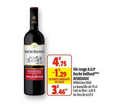 vin rouge  a.o.p. roche belfond bordeaux