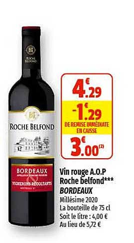 vin rouge a.o.p. rochec belfond bordeaux
