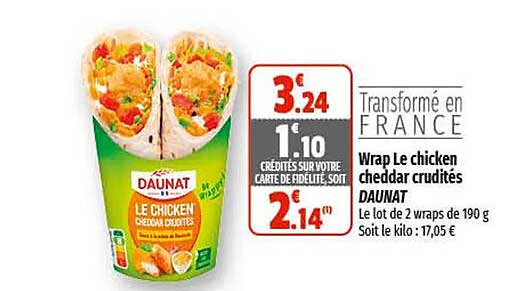 Wrap Le Chicken Cheddar Crudités Daunat