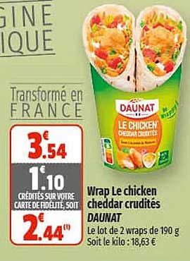 wrap le chicken cheddar crudités daunat