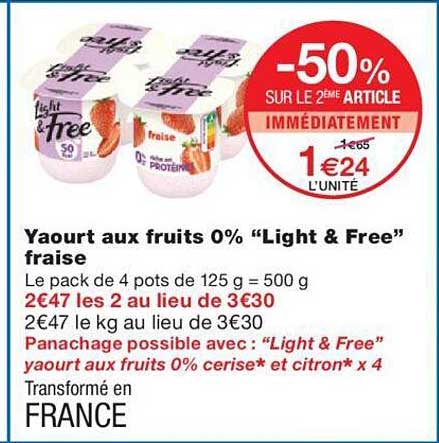 Yaourt Aux Fruits 0% "light & Free" Fraise