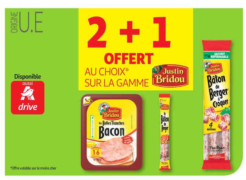 2+1 offert au choix sur la gamme justin bridou