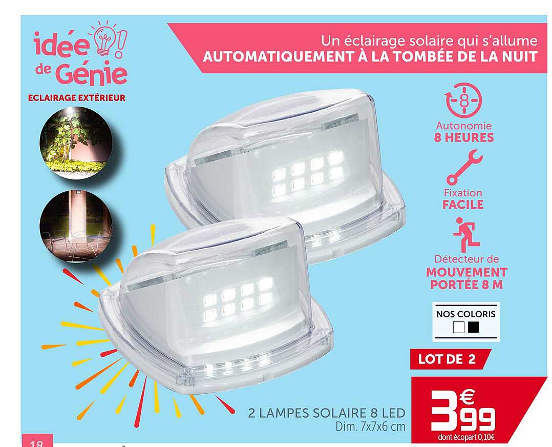 2 lampes solaire 8 led