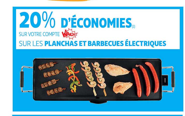 20% d'economies sur votre compte sur les planchas et barbecues electriques