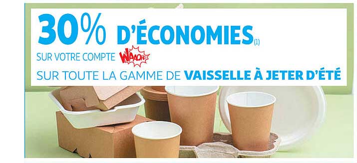 30% d'economies sur votre compte sur toute la gamme de caisselle a jeter d'ete