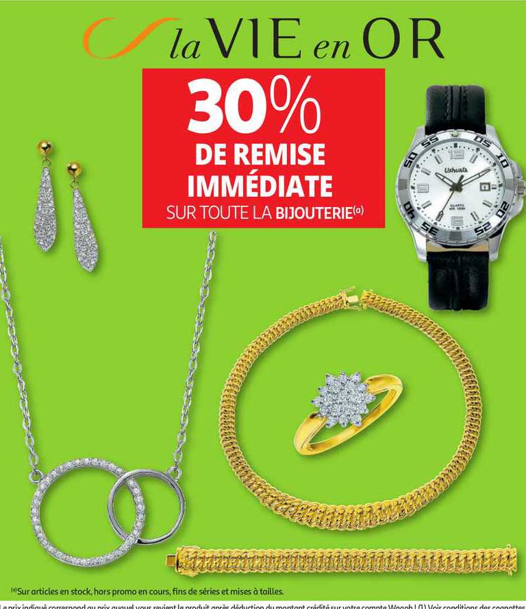 30% de remise immediate sur toute la bijouterie