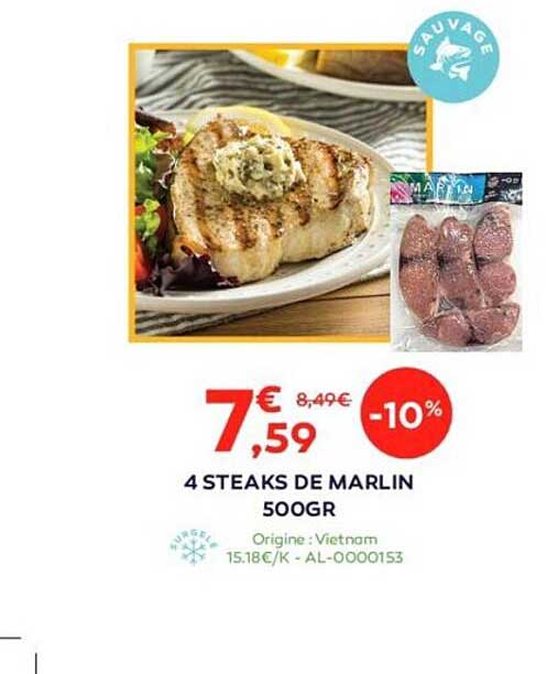 4 steaks de marlin 500gr