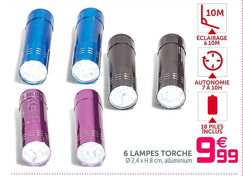 6 lampes torche