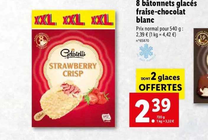 8 Batonnets Glaces Fraise-chocolat Blanc