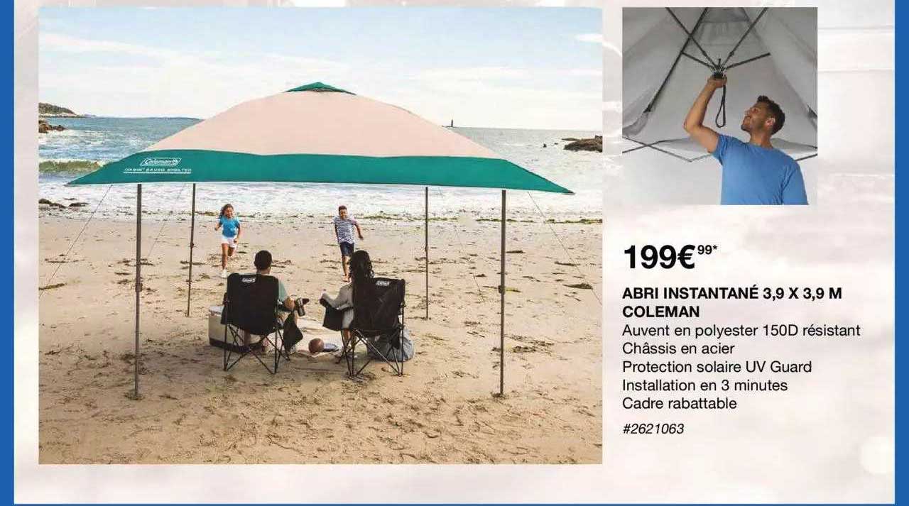 abri instantané 3.9 x 3.9 m coleman