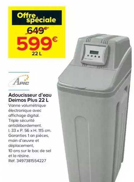 adoucisseur d'eau deimos plus 22 l apic