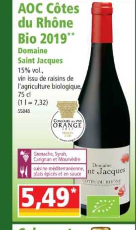 Aoc Côtes Du Rhône Bio 2019 Domaine Saint Jacques