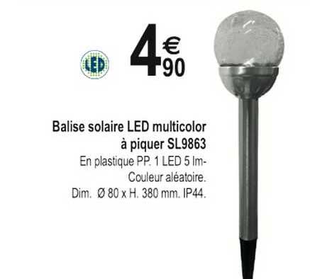 balise solaire led multicolor a piquer sl9863