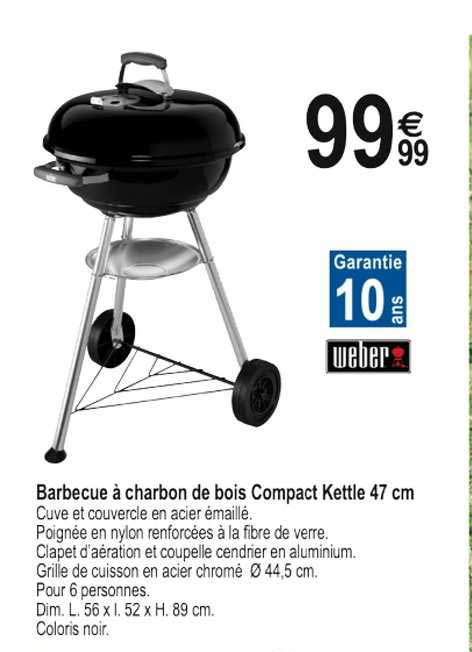 barbecue a chardon de bois compact kettle 47 cm