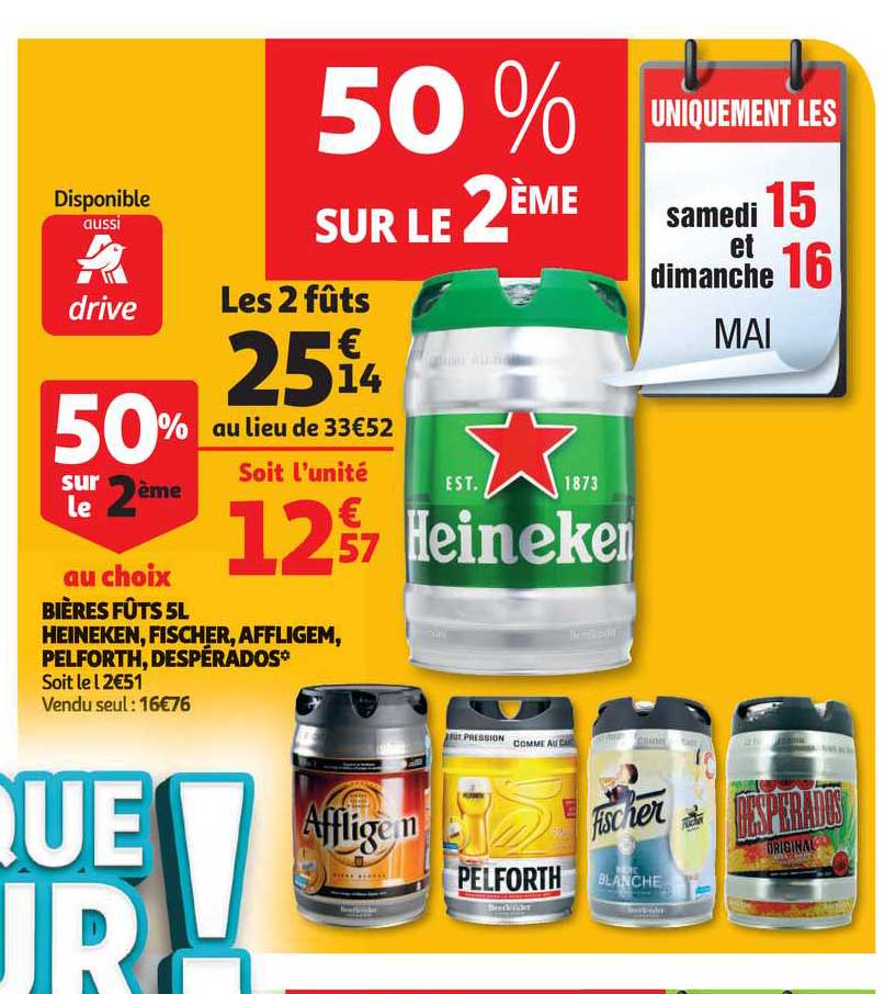 Bieres Futs 5l Heineken, Fischer, Affligem, Pelforth, Desperados