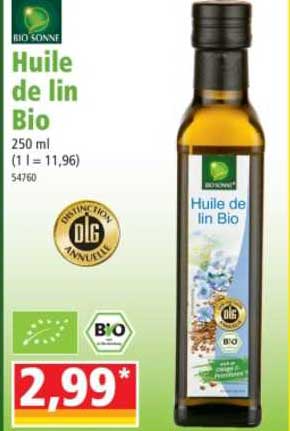 bio sonne huile de lin bio