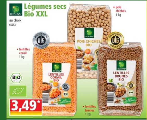 bio sonne légumes secs bio xxl