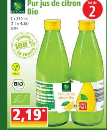 bio sonne pur jus de citron bio