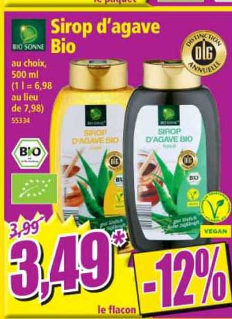 bio sonne sirop d'agave bio