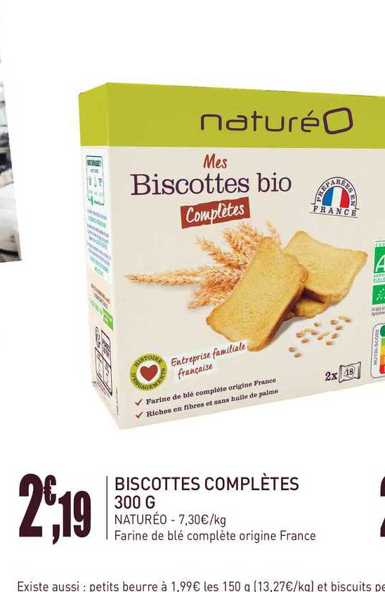 biscottes completes 300 g natureo