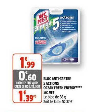 bloc anti-tartre 5 actions océan fresh energy wc net