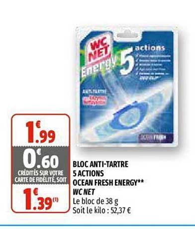 bloc anti-tartre 5 actions ocen fresh energy wc net