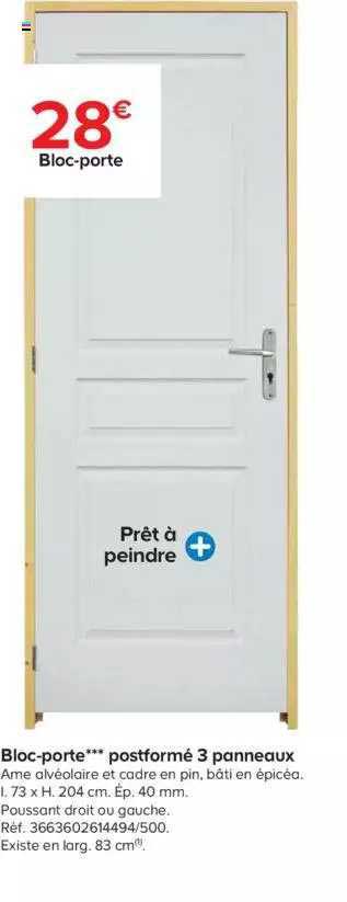 bloc-porte postformé 3 panneaux