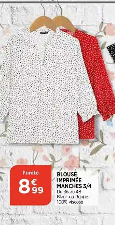 bluse imprimee manches 3-4