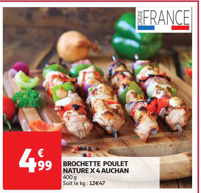 Brochette Poulet Nature X 4 Auchan