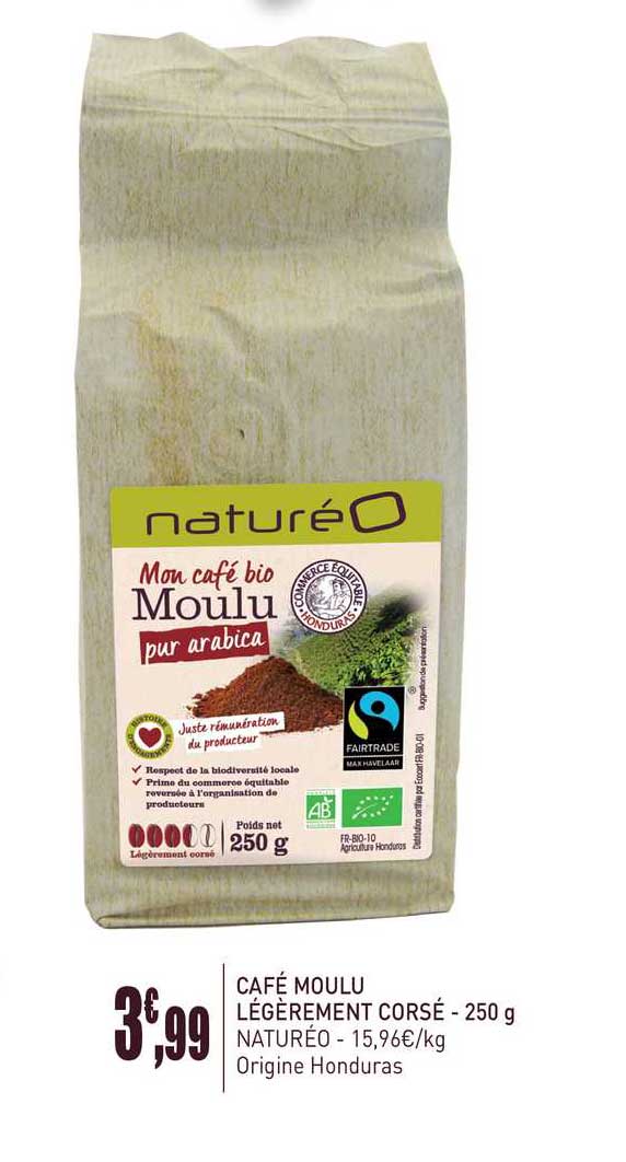 cafe moulu legerement corse 250 g natureo