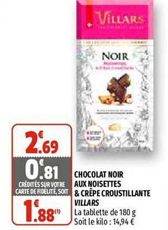 chocolat noir aux noisettes & crêpe croustillante villars