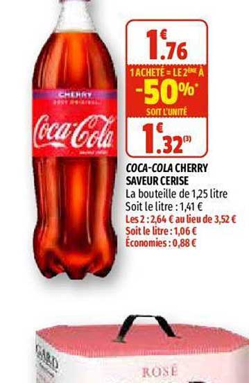coca-cola cherry saveur cerise 1 acheté = le 2ème à -50%