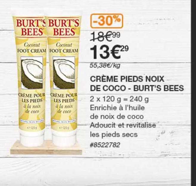 crème pieds noix de coco - burt's bees