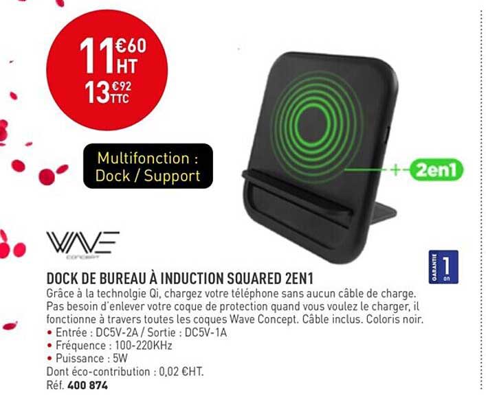 dock de bureau à induction squared 2en1