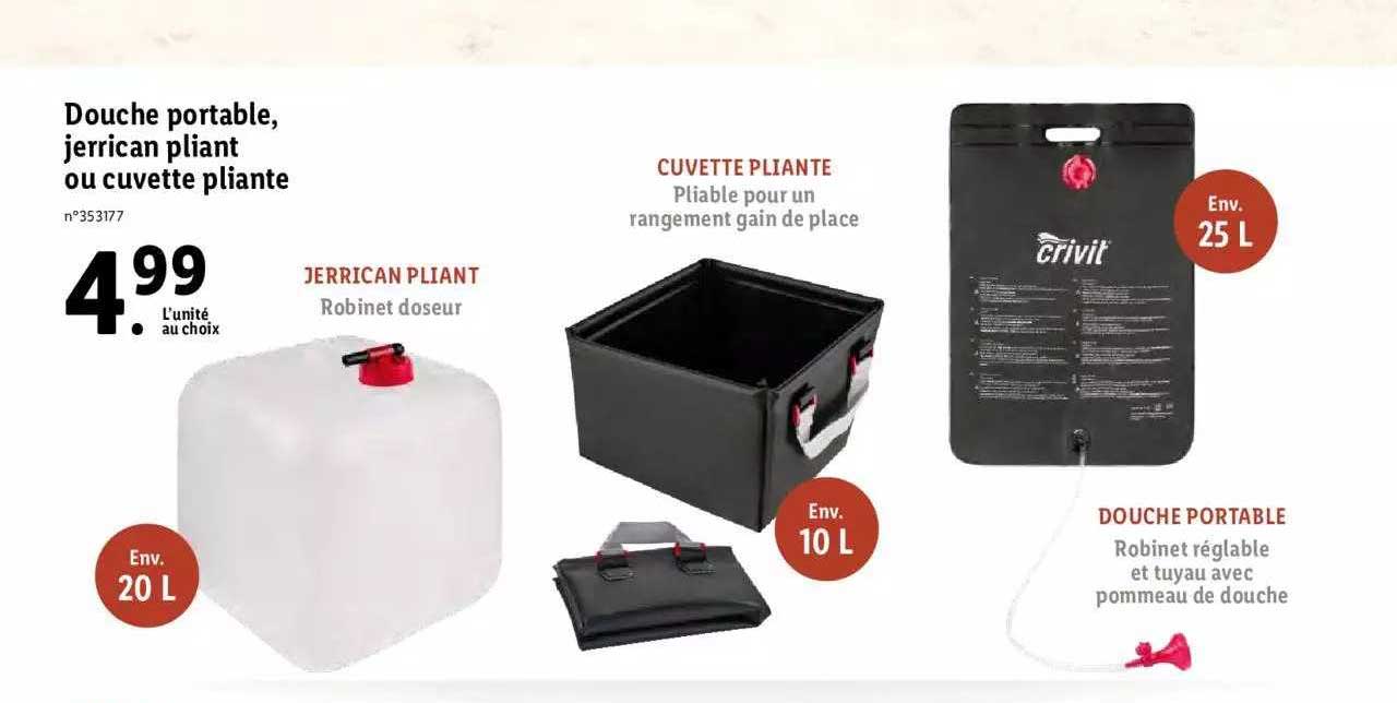 douche portable jerrican pliant ou cuvette pliante