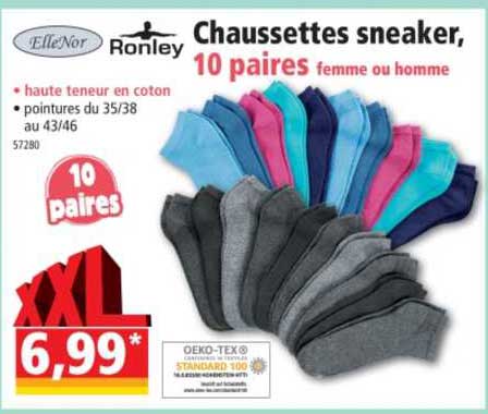 elle'nor ronley chaussetttes sneaker 10 paires femme ou homme