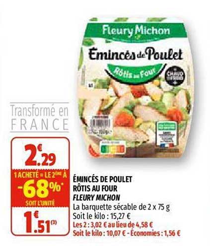 émincés de poulet rôtis au four fleury michon